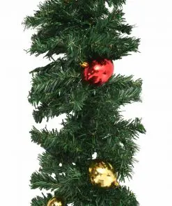 vidaXL Christmas Garlands 4 pcs with Baubles Green 270 cm PVC