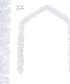 vidaXL Christmas Garlands 4 pcs White 270 cm PVC