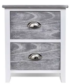vidaXL Nightstand Grey and White 38x28x45 cm Paulownia Wood
