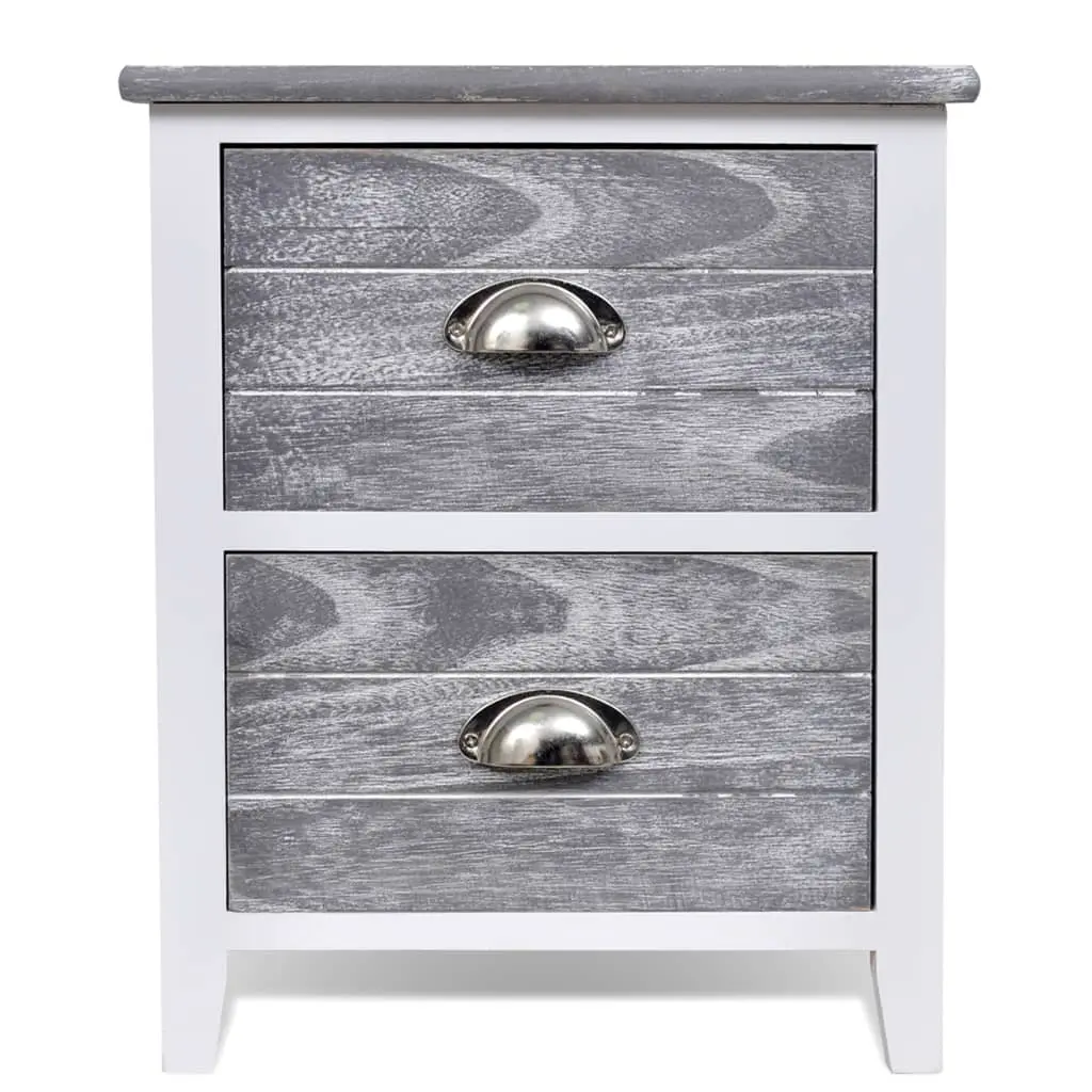 vidaXL Nightstand Grey and White 38x28x45 cm Paulownia Wood