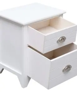 vidaXL Nightstand White 38x28x45 cm Paulownia Wood