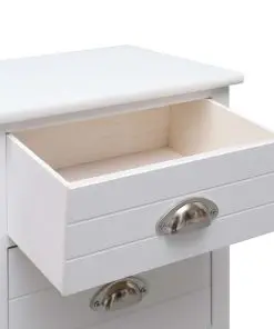 vidaXL Nightstand White 38x28x45 cm Paulownia Wood