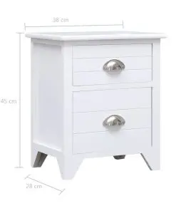 vidaXL Nightstand White 38x28x45 cm Paulownia Wood