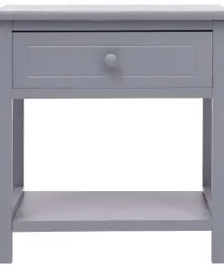 vidaXL Nightstand Grey 40x29x42 cm Paulownia Wood