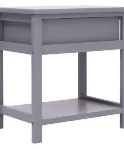 vidaXL Nightstand Grey 40x29x42 cm Paulownia Wood