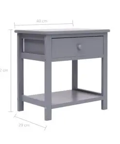 vidaXL Nightstand Grey 40x29x42 cm Paulownia Wood