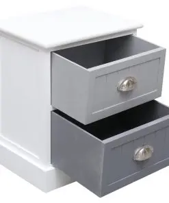 vidaXL Nightstand Grey 38x28x45 cm Paulownia Wood