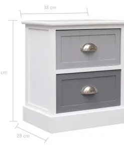 vidaXL Nightstand Grey 38x28x45 cm Paulownia Wood