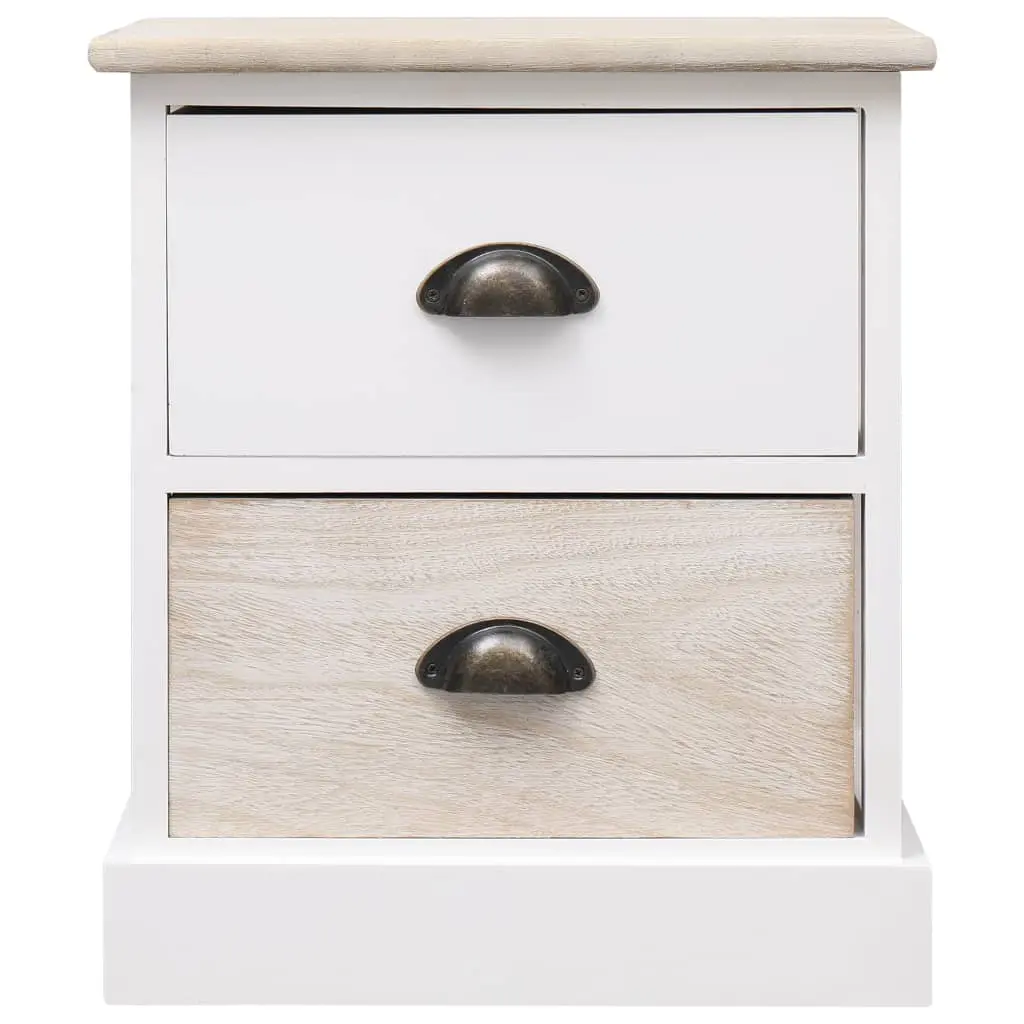vidaXL Nightstand White and Natural 38x28x45 cm Paulownia Wood