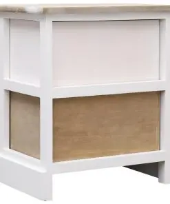 vidaXL Nightstand White and Natural 38x28x45 cm Paulownia Wood