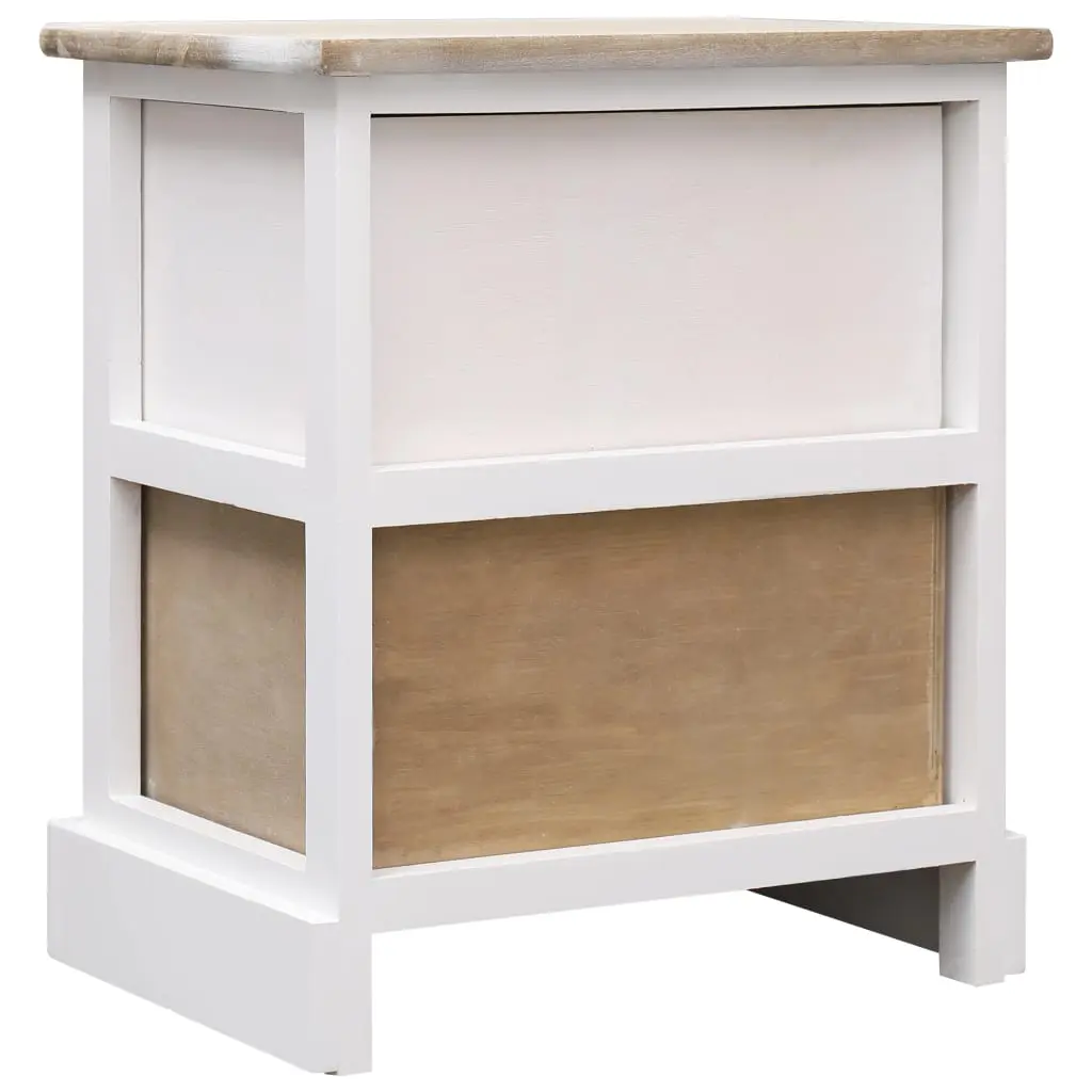 vidaXL Nightstand White and Natural 38x28x45 cm Paulownia Wood