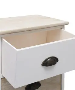 vidaXL Nightstand White and Natural 38x28x45 cm Paulownia Wood