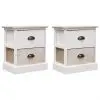 vidaXL Nightstands 2 pcs White and Natural 38x28x45 cm Paulownia Wood vidaXL Nightstands 2 pcs White and Natural 38x28x45 cm Paulownia Wood