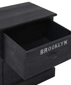 vidaXL Nightstand Black 38x28x45 cm Paulownia Wood
