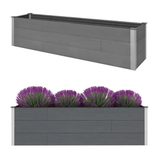 vidaXL Garden Planter Grey 200x50x54 cm WPC