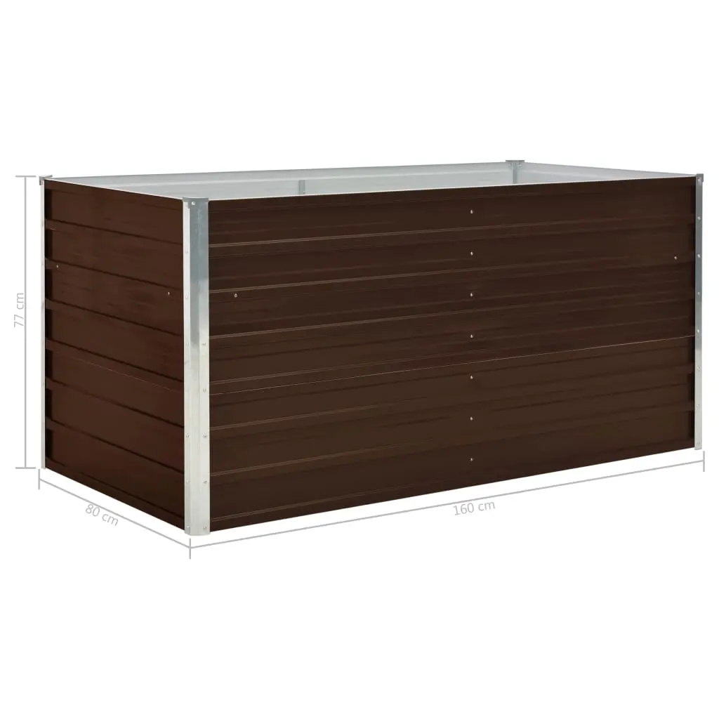 vidaXL Raised Garden Bed Brown 160x80x77 cm Galvanised Steel