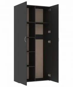 vidaXL Storage Cabinet Grey 80×35.5×180 cm Chipboard