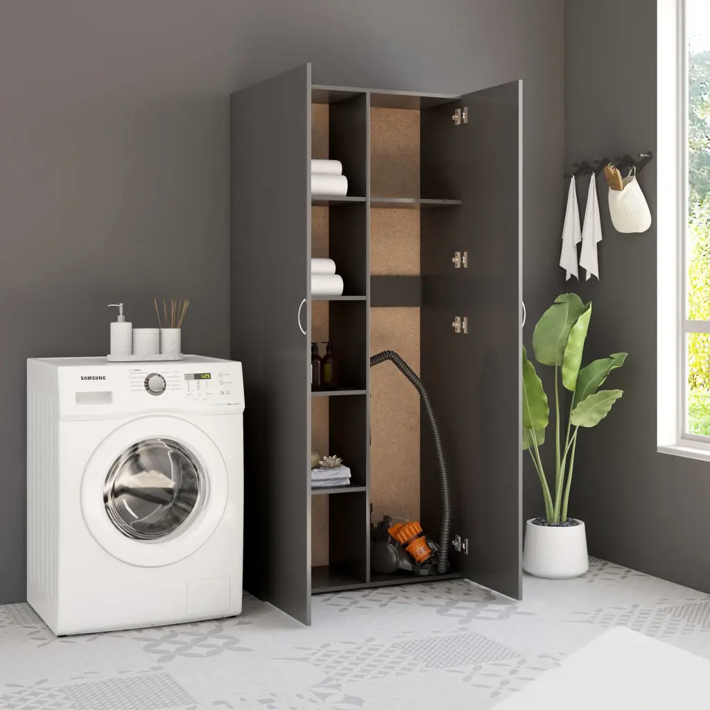 vidaXL Storage Cabinet Grey 80×35.5×180 cm Chipboard