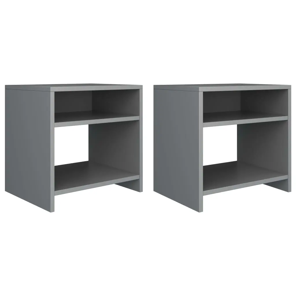 vidaXL Bedside Cabinets 2 pcs Grey 40x30x40 cm Chipboard