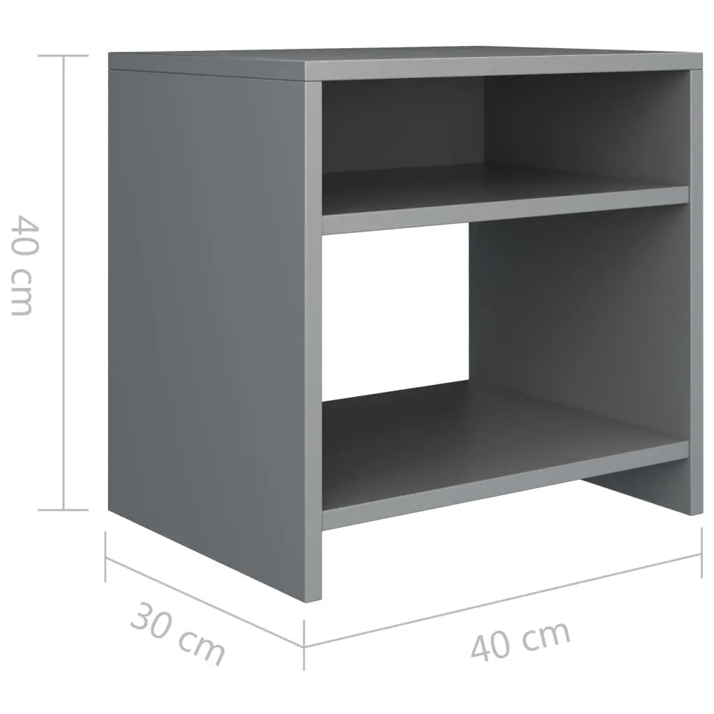 vidaXL Bedside Cabinets 2 pcs Grey 40x30x40 cm Chipboard