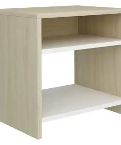 vidaXL Bedside Cabinet White and Sonoma Oak 40x30x40 cm Chipboard