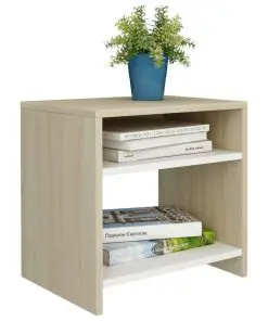 vidaXL Bedside Cabinets 2 pcs White and Sonoma Oak 40x30x40 cm Chipboard