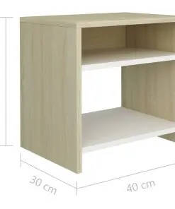 vidaXL Bedside Cabinets 2 pcs White and Sonoma Oak 40x30x40 cm Chipboard