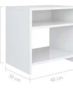 vidaXL Bedside Cabinet High Gloss White 40x30x40 cm Chipboard