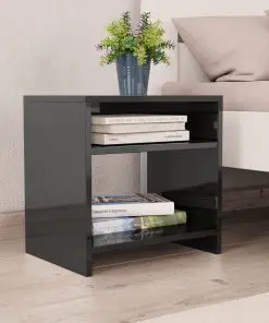 vidaXL Bedside Cabinets 2 pcs High Gloss Black 40x30x40 cm Chipboard