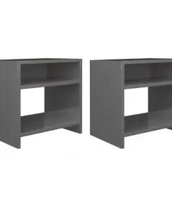 vidaXL Bedside Cabinets 2 pcs High Gloss Grey 40x30x40 cm Chipboard