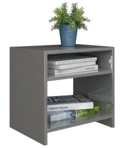 vidaXL Bedside Cabinets 2 pcs High Gloss Grey 40x30x40 cm Chipboard