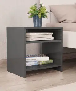 vidaXL Bedside Cabinets 2 pcs High Gloss Grey 40x30x40 cm Chipboard