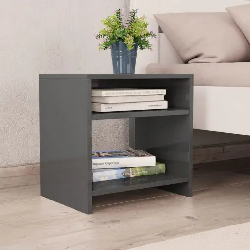 vidaXL Bedside Cabinets 2 pcs High Gloss Grey 40x30x40 cm Chipboard