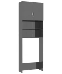 vidaXL Washing Machine Cabinet High Gloss Grey 64×25.5×190 cm Chipboard