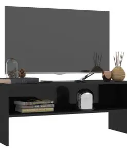 vidaXL TV Cabinet High Gloss Black 100x40x40 cm Chipboard