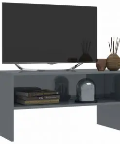 vidaXL TV Cabinet High Gloss Grey 80x40x40 cm Chipboard