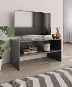vidaXL TV Cabinet High Gloss Grey 80x40x40 cm Chipboard vidaXL TV Cabinet High Gloss Grey 80x40x40 cm Chipboard