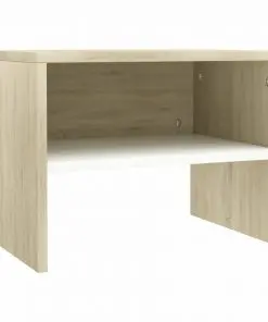vidaXL Bedside Cabinet White and Sonoma Oak 40x30x30 cm Chipboard