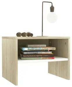 vidaXL Bedside Cabinet White and Sonoma Oak 40x30x30 cm Chipboard