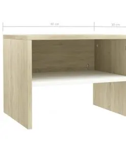 vidaXL Bedside Cabinet White and Sonoma Oak 40x30x30 cm Chipboard