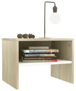 vidaXL Bedside Cabinets 2 pcs White and Sonoma Oak 40x30x30 cm Chipboard
