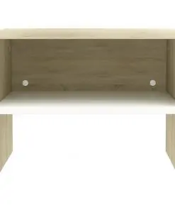 vidaXL Bedside Cabinets 2 pcs White and Sonoma Oak 40x30x30 cm Chipboard