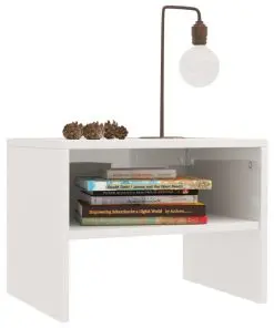 vidaXL Bedside Cabinet High Gloss White 40x30x30 cm Chipboard