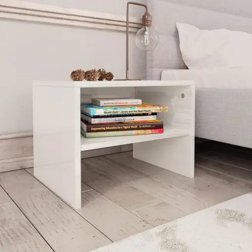 vidaXL Bedside Cabinet High Gloss White 40x30x30 cm Chipboard