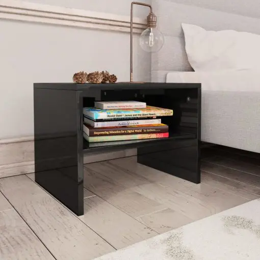 vidaXL Bedside Cabinets 2 pcs High Gloss Black 40x30x30 cm Chipboard