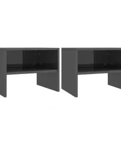 vidaXL Bedside Cabinets 2 pcs High Gloss Grey 40x30x30 cm Chipboard