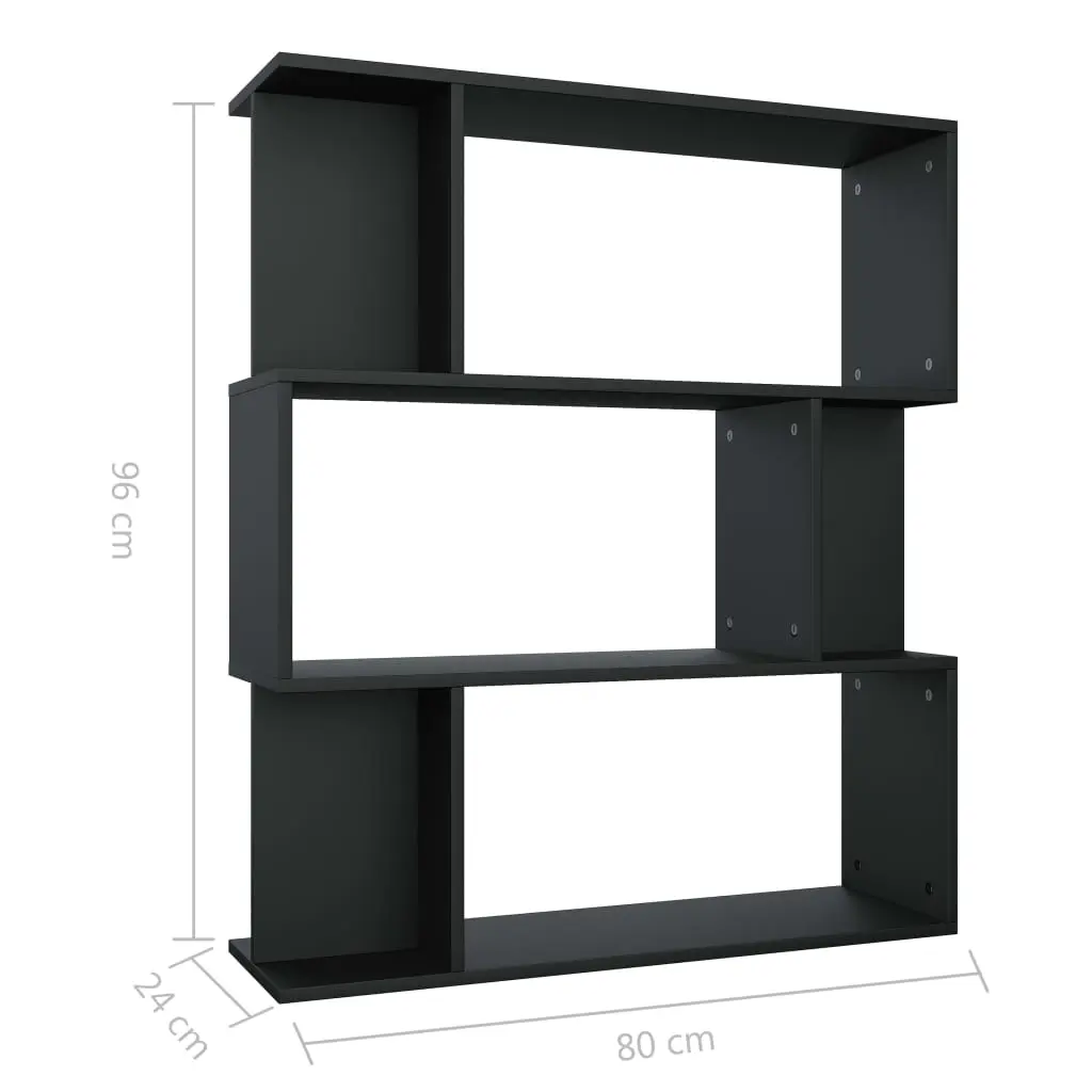 vidaXL Book Cabinet/Room Divider Black 80x24x96 cm Chipboard