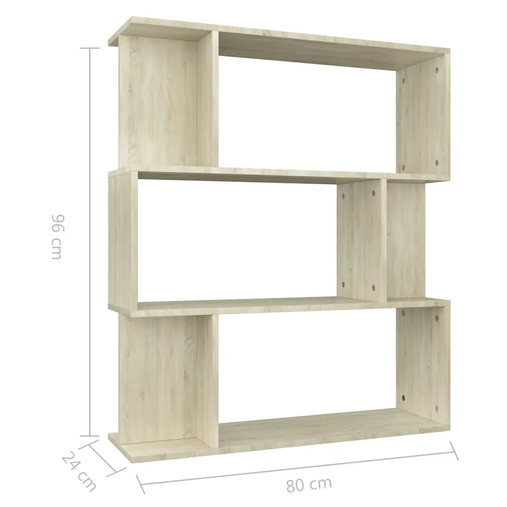 vidaXL Book Cabinet/Room Divider Sonoma Oak 80x24x96 cm Chipboard