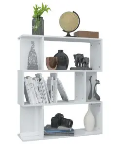 vidaXL Book Cabinet/Room Divider High Gloss White 80x24x96 cm Chipboard