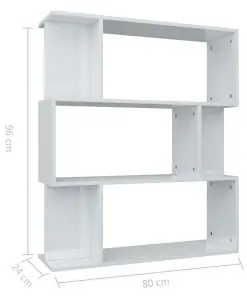 vidaXL Book Cabinet/Room Divider High Gloss White 80x24x96 cm Chipboard